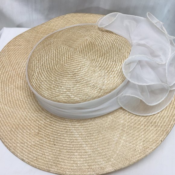 Beige Sonni Straw Hat with Light Gray Ruffles main image 3